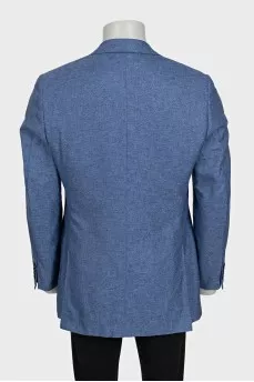 Men's blue silk and cashmere jacket