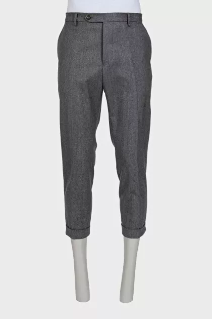 Men's wool trousers with buttons