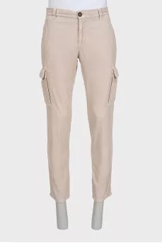 Men's beige cargo pants with pockets