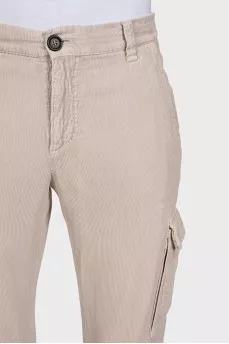 Men's beige cargo pants with pockets