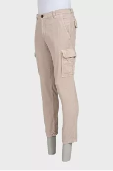 Men's beige cargo pants with pockets