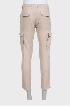 Men's beige cargo pants with pockets