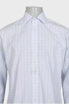 Men's white slim-fit printed shirt