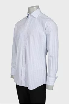 Men's white slim-fit printed shirt