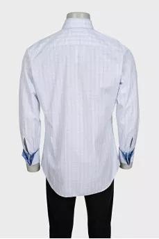 Men's white slim-fit printed shirt