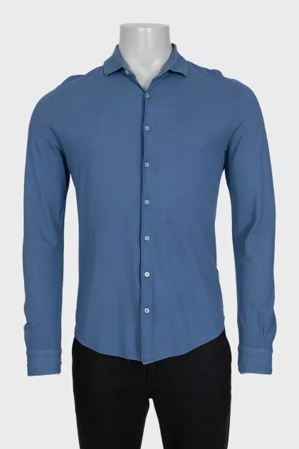 Men's blue button-down shirt
