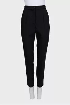 Black wool trousers with tag