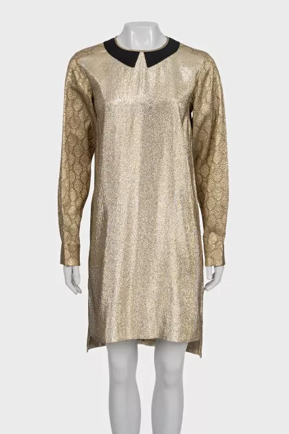A straight cut gold dress