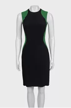 Black bodycon dress with green inserts