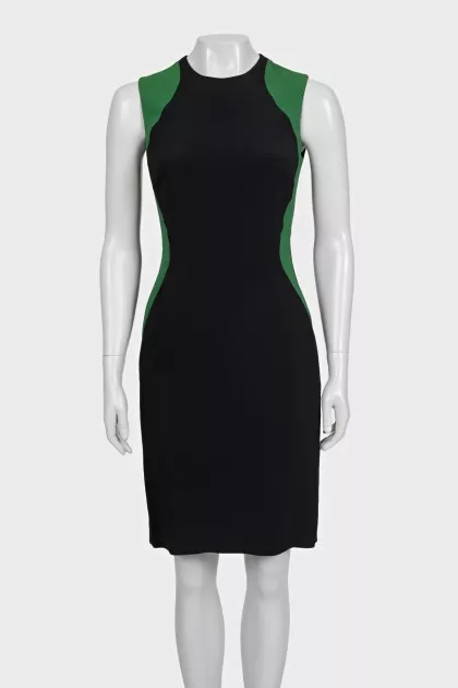 Black bodycon dress with green inserts