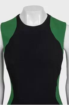Black bodycon dress with green inserts