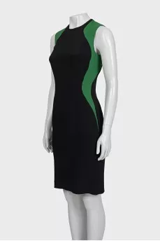 Black bodycon dress with green inserts