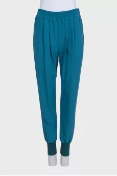 Blue joggers with elastic and tag