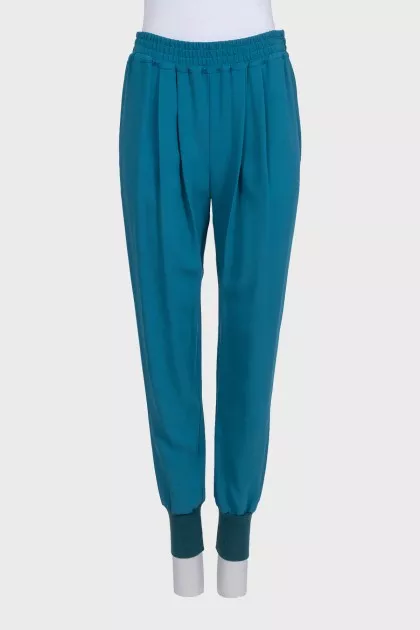 Blue joggers with elastic and tag