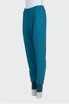 Blue joggers with elastic and tag
