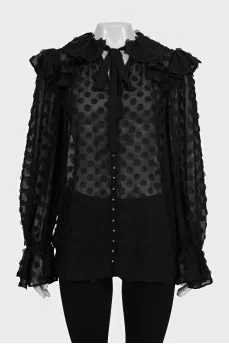 Black sheer blouse with tag