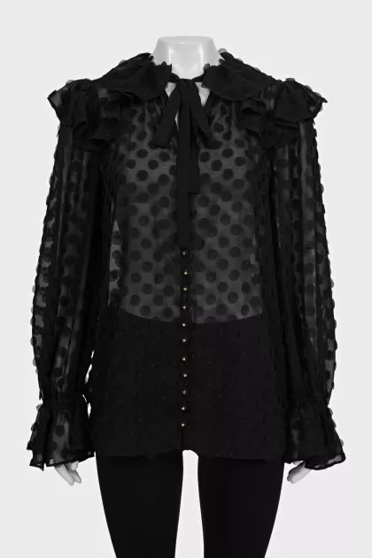 Black sheer blouse with tag