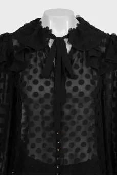 Black sheer blouse with tag