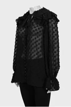 Black sheer blouse with tag