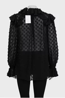 Black sheer blouse with tag