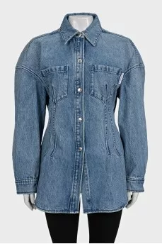 Fitted light blue denim jacket