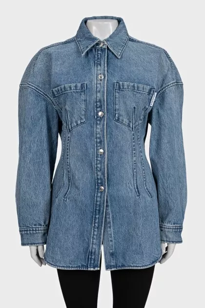 Fitted light blue denim jacket