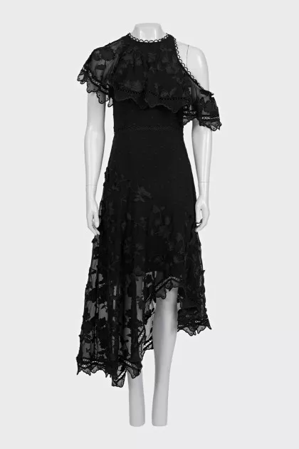 Black dress with floral lace