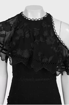 Black dress with floral lace