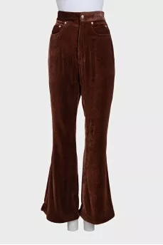 Brown corduroy flared trousers
