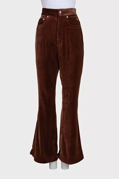 Brown corduroy flared trousers