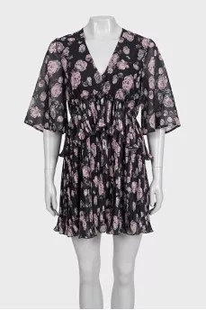 Black floral print dress with tag