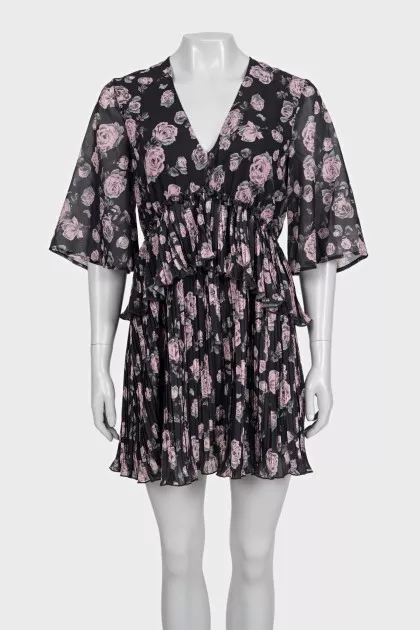 Black floral print dress with tag