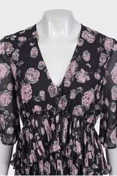 Black floral print dress with tag