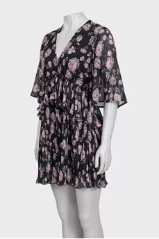 Black floral print dress with tag