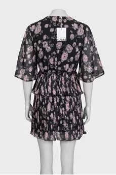 Black floral print dress with tag