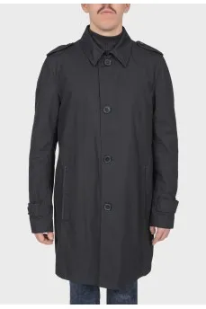 Black men's buttons raincoat with tag