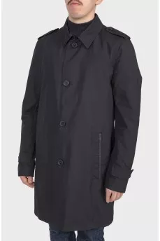 Black men's buttons raincoat with tag
