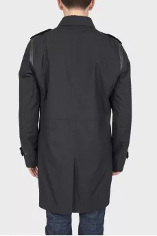 Black men's buttons raincoat with tag