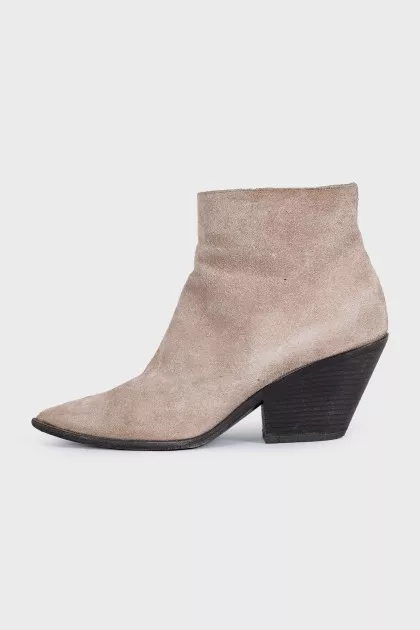 Beige suede Cossack boots