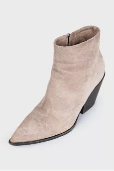 Beige suede Cossack boots