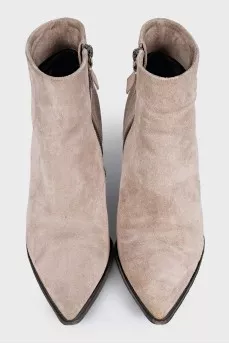 Beige suede Cossack boots