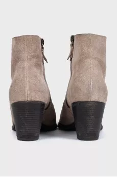 Beige suede Cossack boots