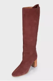 Red suede boots