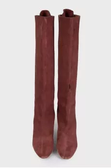Red suede boots