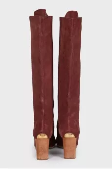 Red suede boots