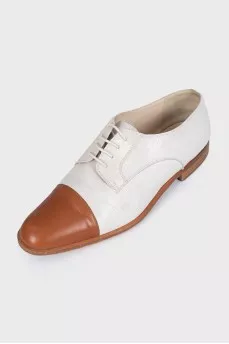 Two-tone leather lace-up shoes