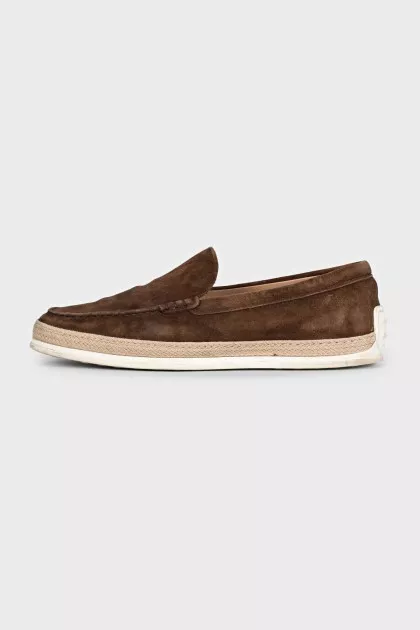 Men's brown suede loafers