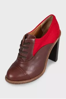 Red leather ankle boots with heels