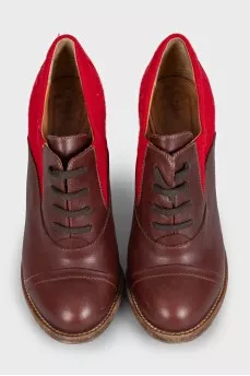 Red leather ankle boots with heels