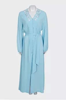 Semi-sheer maxi dress with embroidery
